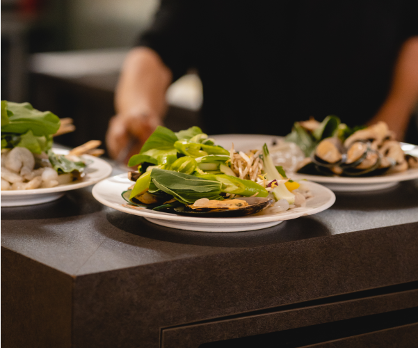 Frische Zutaten in der Schauküche